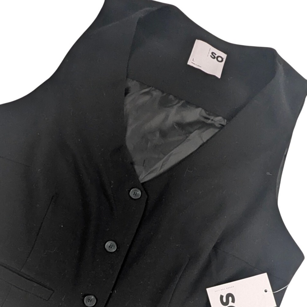SO Womens Black Tailored 4-Button V-Neck Lined Waistcoat Vest Size L New